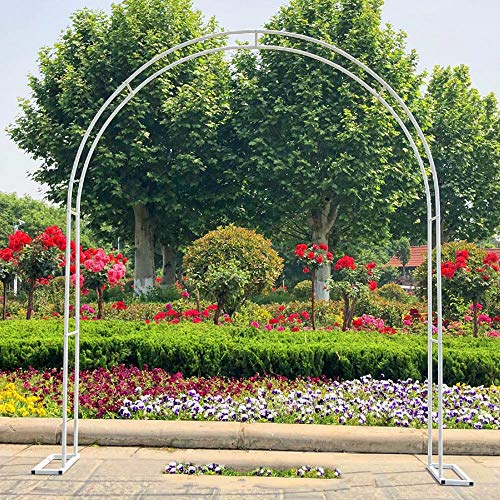 Rosenbogen Metall Rankhilfe Rosen Pflanzen, Große Torbogen Garten pulverbeschichteter Stahl, 230cm hoch, 140 cm /200cm breit, Schwarz Weiß (White, W180*H220cm（5.9 * 7.2ft）)