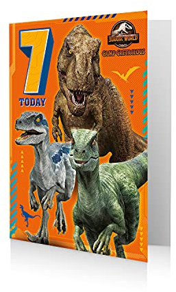 Danilo Promotions Jurassic World Glückwunschkarte zum 7. Geburtstag, Motiv: Camp Cretaceous