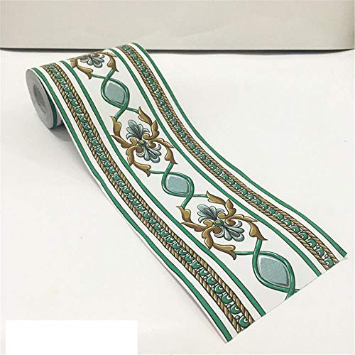 Guest Ruyunlai TapetenbordüRe BordüRe Selbstklebend Zum Aufkleben FüR Wohnzimmer KüChe Badezimmer Abnehmbare Wasserdicht Bodenleiste Pvc Dekorative BordüRe Grüne Blume 10.6cm X 1000cm