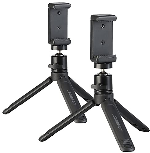 Somikon Foto Stativ: 2er-Set Mini-Dreibein-Stative aus Alu, Smartphone-Halterung, 15,5 cm (Photo Stativ, Dreibein-Handy-Stativ, Kugelkopf)