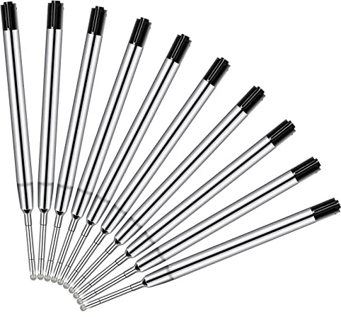 Vesaneae 10 x Kugelschreiberminen G2-Format, Austauschbare Kugelschreiber Minen, Metall Kuliminen Blau, Kugelschreibermine, Internationale Standard Großraummine (Schwarz)
