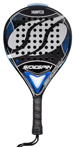 SideSpin - Pala Padel Hombre Profesional Hunter Side Spin | Control y Ataque | Material Carbono 3K | Ideal para Jugadores Avanzados, Negro/Azul, Talla Única, Carbono 3K