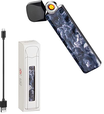 RSBYE Wolfram-Feuerzeug, Plasma-Feuerzeuge, Feuerzeug Elektrisch, winddichtes Feuerzeuge, wiederaufladbares USB-Feuerzeuges mit LED-Batterieanzeige (Rauchig)