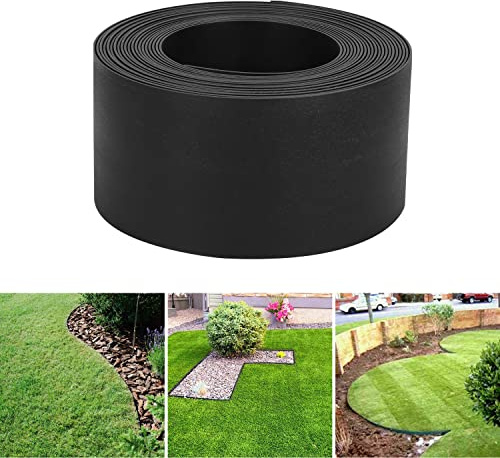Ansobea pelouse en Plastique Facile à Traiter,Ruban en Plastique Les Bords de pelouse,résistant aux UV et aux intempéries,pour Parterre de Fleurs,Bordure de pelouse 10mx12.5cm(LxH),Noir XXY7298-M1