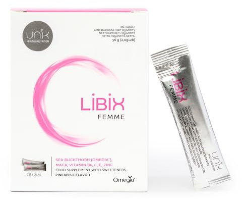 OLIO DI OLIVELLO SPINOSO OMEGIA 1000 mg + MACA 2400 mg + ZINCO + VIT B6-C-E | Benessere in menopausa | Idratazione delle mucose + Energia + Vampate di calore | Premium Meno Wellness | 28 stick | Unik