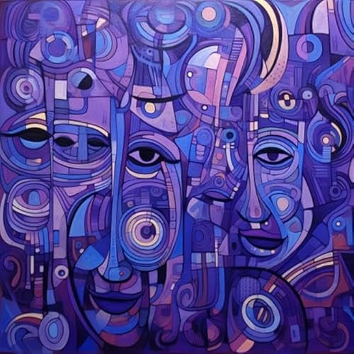 adrium Acryl-Bild 60 x 60 cm: Abstrakte Komposition mit Gesichtern von Mann und Frau. Handgezeichnete Vektorillustration. (208728114)