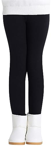 Adorel Girls Thermal Winter Leggings Fleece Lined Warm Cotton Trousers Black 4-5 Years (Manufacturer Size: 110)
