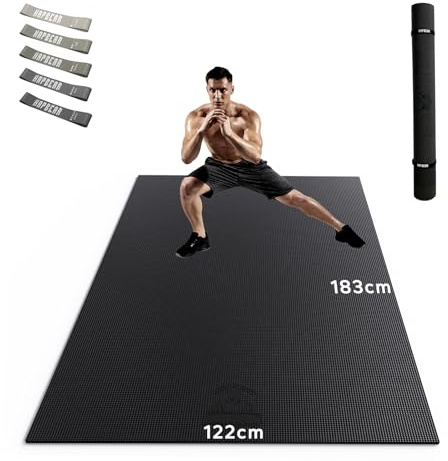 HAPBEAR Grand Tapis de Yoga - 183x122x0.8cm, Antidérapant, Ultra Durable, Tapis de Gym Épais pour Pilates, Aérobic, Yoga Haute Densité