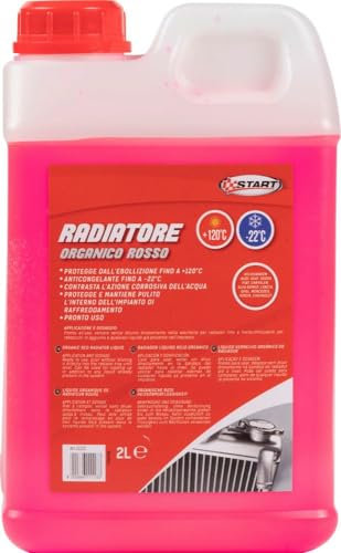 Start - Liquido Radiatore Organico Rosso G12+ 2 Litri - Antigelo fino a -22°C e Protettivo fino a +120°C, Tecnologia Long Life OAT per Motori Moderni con Impianti Raffreddamento Avanzati
