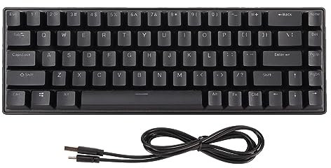 Beufee Clavier De Jeu, USB 68 Touches Bleu Switch N Key Rollover Clavier De Jeu Mécanique 10 Modes Rétroéclairés RVB Mini Clavier Filaire(Noir)