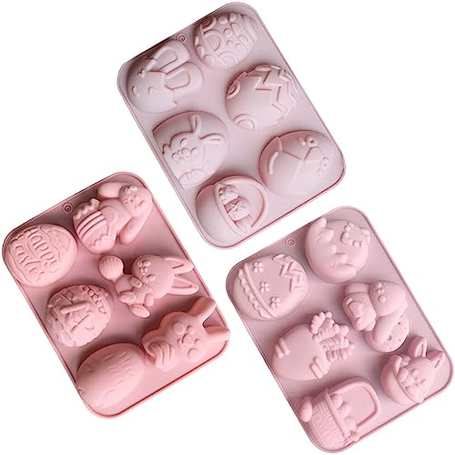 Ciieeo 3pezzi Stampo Silicone Per Pasqua Modelli Di Coniglio e Uova Per Dolci Cioccolatini e Biscotti Per Cucina e Feste Facile Da Usare e Resistente
