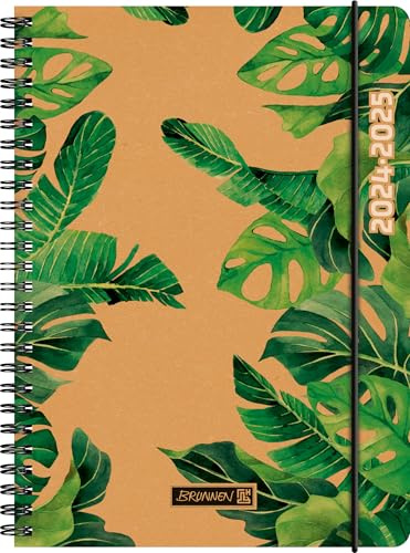 BRUNNEN Schülerkalender (2024/2025) „Jungle Leaves“, 2 Seiten = 1 Woche, A5, 208 Seiten