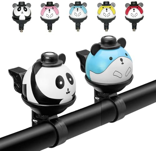 2PCS Fahrradklingel Panda Maus Kinder Fahrradglocke für Kinderfahrrad Fahrrad Klingel Madchen Jungen für Rennrad Mountainbike Kinderfahrräder (Black+Blue)