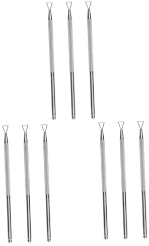 Healvian 9piezas Empujador De Cutículas Inoxidable Herramienta Profesional Para Manicura Removedor De Esmalte y Adhesivos Uñas Diseño Ergonómico y Curvado Para Cutículas