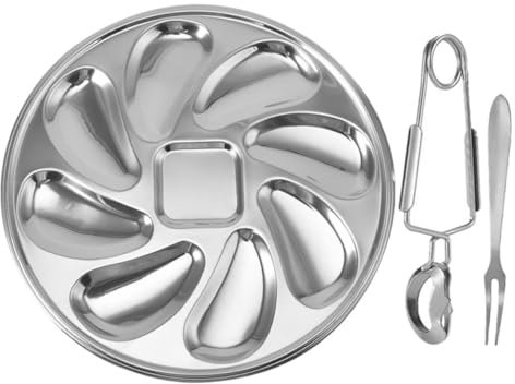 Cabilock Juego de Platos de Ostras de Lujo Que Incluye Plato Tenedor Y Pinza para Eventos Especiales