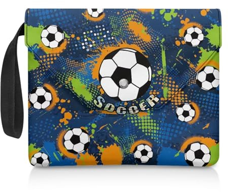 NETILGEN Buchhülle für Leseliebhaber, Geschenke, waschbar, Buchhülle mit gepolstertem Tragegriff, Lesegerät, Geschenk, 30 x 24 cm, Soccer Splash Ink