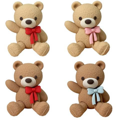 ZPSOSPZ Teddy Bears Cake Topper 4 PCS Teddy Bears Cake Decoration Baby Shower Cake Decoration Big Bear Baby Shower Party Supplies Teddy Bear Decoration