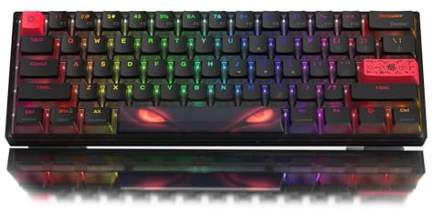 LQXQ WK61 Mechanische Tastatur 60%, Gaming-Tastatur verkabelt, Hot-Swap RGB mit PBT Schwarze Tastenkappen für Gamer PC Windows - Linearer roter Schalter