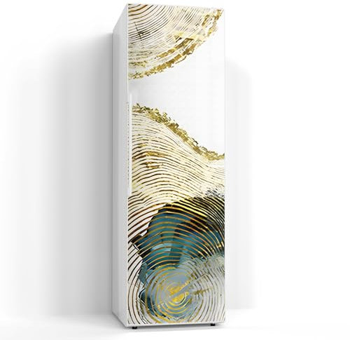 DEQORI Magnetfolie für Kühlschrank 60x190 cm | Motiv Goldene Jahresringe | dekorative Magnetmatte Gefrierschrank Schutz | Magnet Deko-Folie selbstklebend, magnetisch & beschreibbar