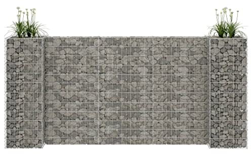 FUDUGEHMIOFWFJJ teichwanne,blumenkasten hoch,H-förmiger Gabionen-Pflanzkorb Stahldraht 260x40x120 cmGeeignet für Garten, Terrasse, Schlafzimmer, Wohnzimmer