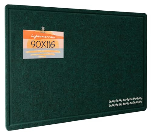 Große Pinnwand - 90 x 116 Zentimeter, dekorative Filz-Pinnwand für die Wand - faltbares Fotodisplay mit selbstklebendem Klebeband, inklusive 20 Pinnadeln - Dunkelgrün