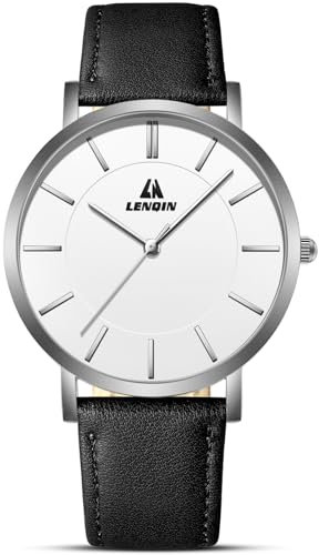 LN LENQIN Uhren Herren Herren Uhr 30M wasserdichte Armbanduhr Analog Quarzuhr Mode Casual Designer Uhr für Männer Lederband