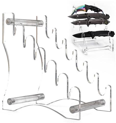 Estante de almacenamiento para cortadores de acrílico, soporte de exhibición para cuchillos, soporte para 6 cuchillos, pantalla transparente para cuchillos de caza y navajas de bolsillo,