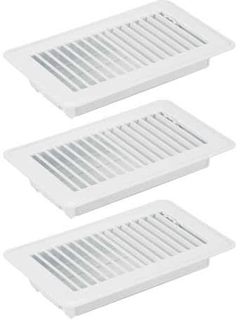 PATIKIL 8 X 4 Pulgadas Rejilla de Suelo, 3 Piezas Cubierta de Ventilación de Aire Resistente de Acero Ajustable Decorativa Rejillas de Suelo Fáciles de Ajustar, Blanco