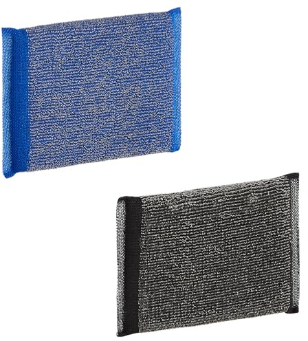 Maya - Pack de 2 Estropajos de Cocina para Limpieza de Acero Inoxidable en Ollas, Sartenes y Hornos sin Dejar Rayas | 13x9x1,7 cm | Esponjas Quita Grasa (INOX, Azul/Negro)