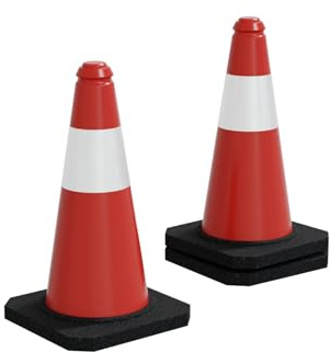 HAGO24 | 3er Set | Warnkegel | Verkehrsleitkegel | Pylon | 51cm | Absperrkegel | Reflektierend | Flexibel | Witterungsbeständig | Hütchen | Stabil | Markierung | Baustelle