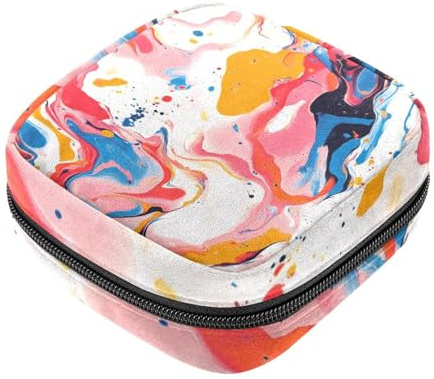 Borsa per il primo ciclo mestruale per ragazze e donne, borsa per assorbenti igienici, borsa per coppetta mestruale con texture marmorizzata colorata, porta tamponi mestruali femminili