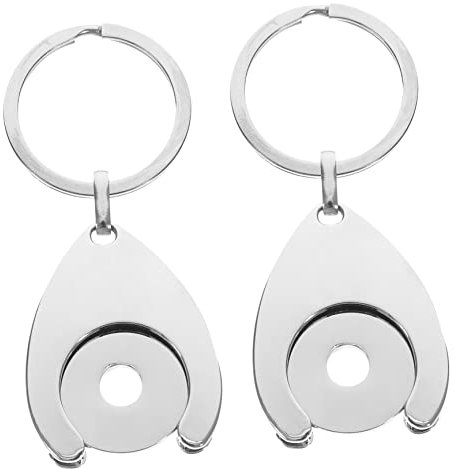 Artibetter Trolley Coin Keyring Uk 2pcs Metal Key Ring Shopping Trolley Token Keychain Pendant Rust-resistant Key Holder Silver