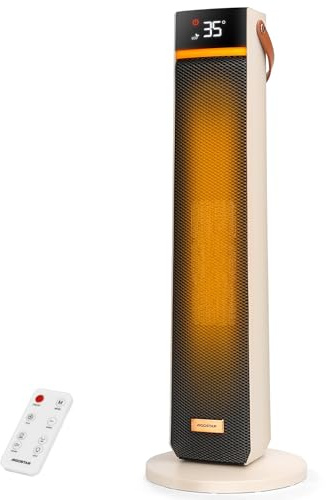 Aigostar - Heizlüfter Energiesparend, 2000W Elektrische Heizung mit Fernbedienung, ECO Modus, PTC Keramik Heizlüfter, 24H Timer, Leise, 75° Oszillation, 4 Heizmodi, Kipp und Überhitzungsschutz, Weiß