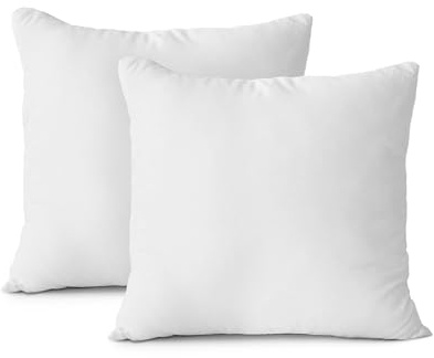 MANEMI Relleno Cojin 45x45cm, Funda de Tela Peinada Extra Suave, Almohada de Fibra Huesca siliconada Virgen, Cojin para Sofa o Cama - Blanco, Set 2 Unidades