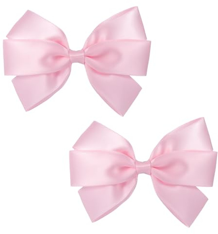 BOXOB 2stk Haarschleifen Rosa für Damen und Mädchen, 11,5cm Haarspangen mit Krokodilklemmen Exquisit Frisuren-Accessoire für Kleinkinder Kinder Teenager