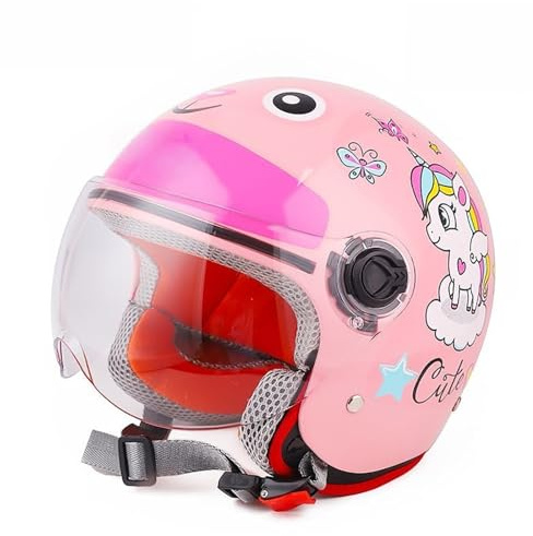 Casco Da Moto Retrò Per Bambini, Omologato ECE, Vintage, Aperto, Per Scooter Elettrico, Go-Kart, Moto Da Cross, ATV, Casco Da Bicicletta Per Bambini Dai 2 Ai 14 Anni A,49-55cm
