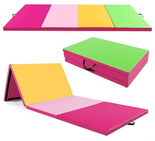 COSTWAY 300 x 120 x 5 cm mjuk golvmatta, vikbar gymnastikmatta, gymnastikmatta av PU med klätterstängning och bärhandtag, fitnessmatta, yogamatta, hem för gymnastik, yoga