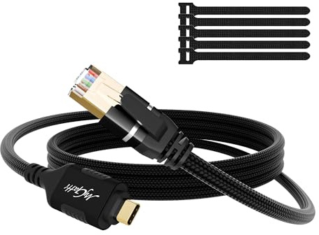 Câble USB C vers Ethernet 3 m,type C mâle vers RJ45 mâle (nylon tressé, CAT 6, 1Gbps), câble adaptateur réseau Gigabit LAN pour smartphone, ordinateur portable, ordinateur bureau, tablette, etc.