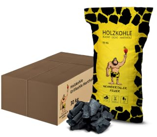 Neandertaler Feuer Holzkohle Grillkohle Buche - Charcoal BBQ 3 x 30 kg Kohle für Grill Smoker Kamin | Grillholzkohle aus Laubholz Buchenholzkohle 90 kg | Restaurant Qualität