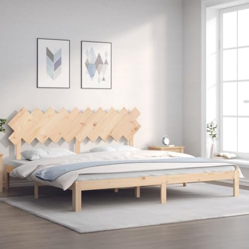 HaoChrymec Massivholzbett ohne Matratze aus Kiefernholz, Robustes Kopfteil, Gute Unterstützung, polsterbett, doppelbett, Für Schlafzimmer, 200x200 cm