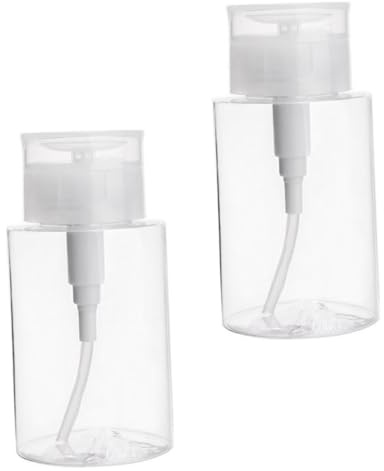 Didiseaon 2pcs 300ml Petg Refillable Travel Storage Bottles with Push down Pump Dispenser for Cleansing Water and Nail Polishing Cleaner, Sturdy Reusable Cosmetic Containers for Business