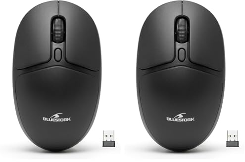 Bluestork - M-WL-OFF25 - Souris sans Fil Dongle USB 2.4 GHZ - Souris Bluetooth Format Ultra Compact - sans Fil silencieuse, Ambidextre, 1600 Dpi, Confortable - PC & Mac - New (Lot de 2)