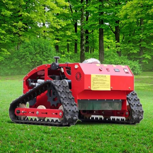 Cortacésped remoto autopropulsado con rieles, diseño todo terreno, altura de corte ajustable de 0 a 10.2 pulgadas, cubierta de 21.5 pulgadas, adecuada para limpieza de jardines y patios