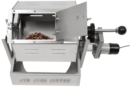 Coffee Roaster Machine, 3.4L Drum Type Roasting Equipment with Thermometer, Adjustable Speed 5-55rpm, Includes Roasting Basket for Commercial Use