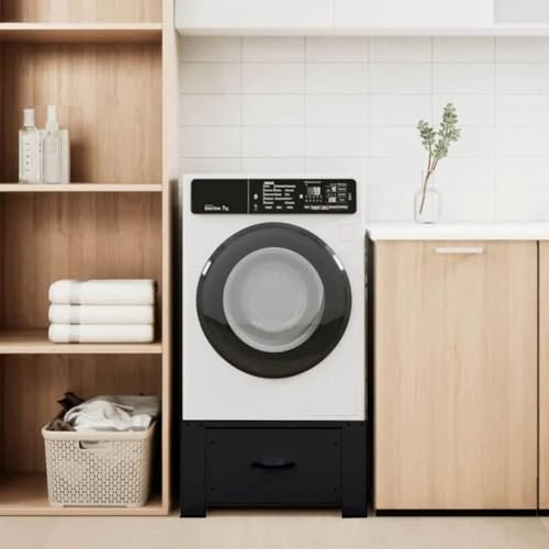 Ordellia Pedestal para lavadora, color negro, de acero, 64 x 55 x 32,5 cm, patas ajustables para interiores, altura estable para baño y lavandería, apto como base y base