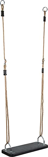 HUDORA Board Swing in black - Outdoor children's swing seat made of rubber - Safety-tested by TÜV Rheinland/GS - Swing with height-adjustable ropes - For children and adults up to 100 kg