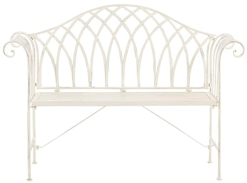 Beliani Gartenbank Metall Weiß 130 cm romantischer Stil Milazzo