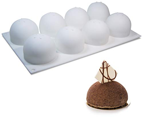 Moldes de silicona de esfera 3D Moldes de postre esféricos Molde para hornear pastel de mousse redondo Molde de pastel para trufas Globo de chocolate Bola de gelatina Pastelería 8 caries