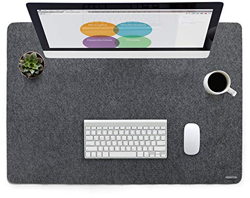 Schreibtischunterlage Filz, Tischunterlage Schreibtisch mit Anti-Rutsch-Layer, Filzunterlage Mauspad Multifunktionales Office Mousepad Laptop für Büro und Zuhause - 80x54cm Dunkelgrau