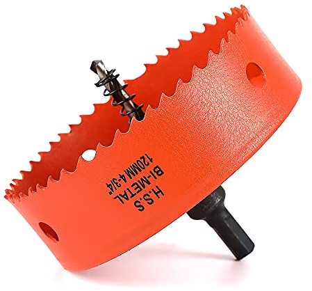 Dribotway Bi-Metall Lochsäge 4-3/4'' 120mm,M42 HSS Schneller Lochschneider,mit 1 Schaft und 1 Bohrer,Für Trockenbaumaterialien, Holz, Kunststoffe und Metalle, Schnitttiefe